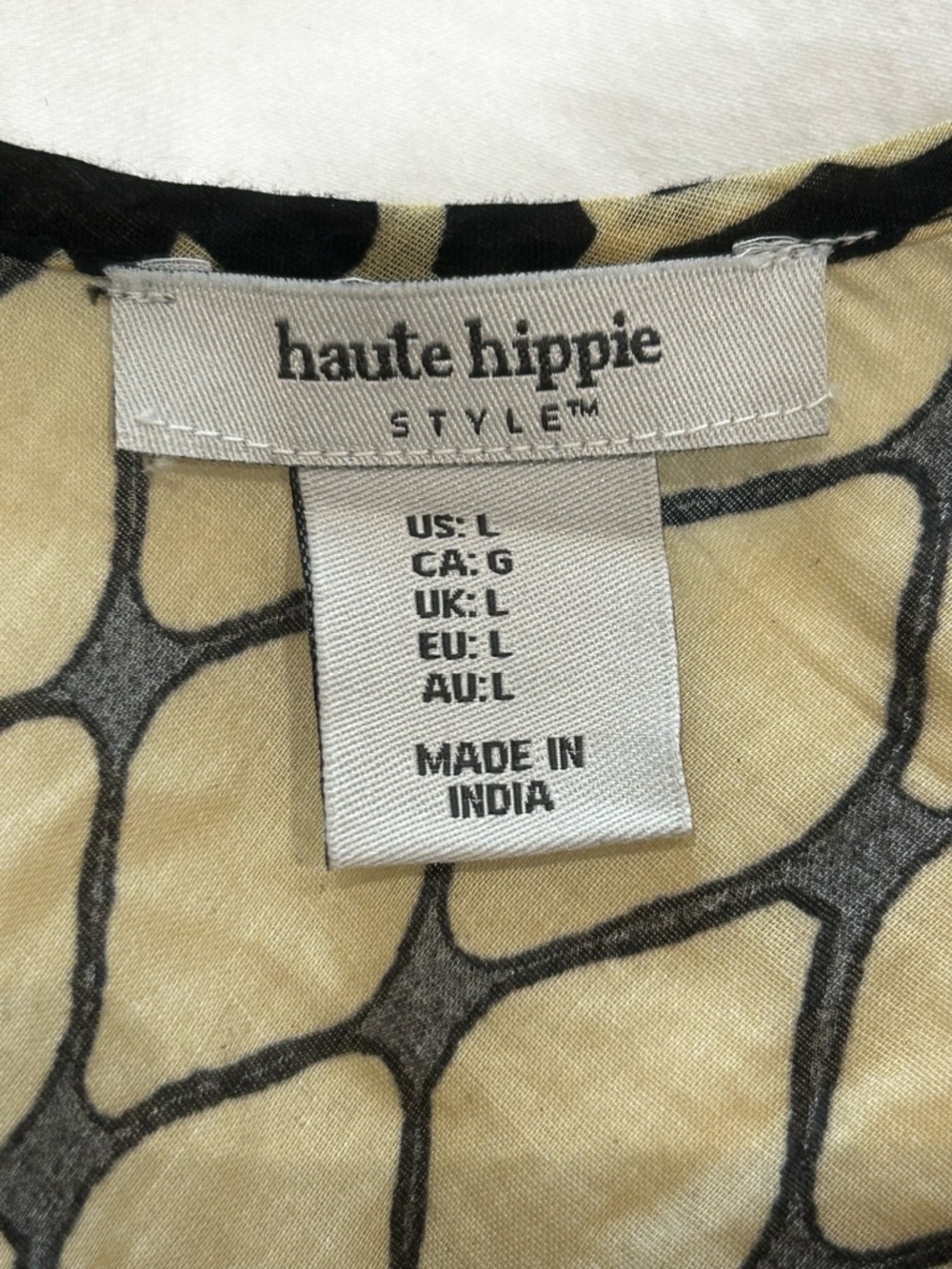 Haute Hippie Black and Cream Geometric Maxi Slip Dress, Size L - Picture 4 of 5